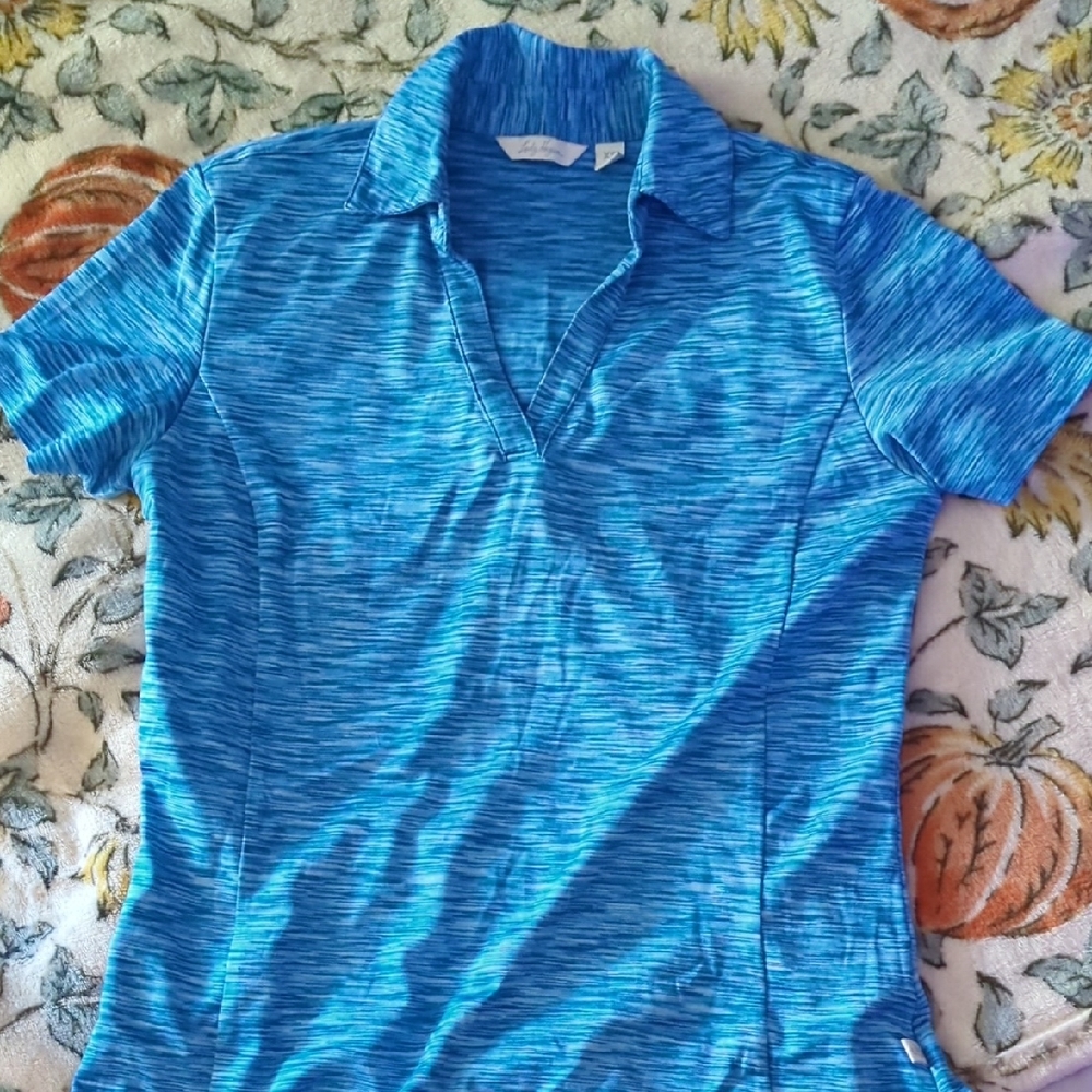 Lady Hagen Blue Patterned Polo